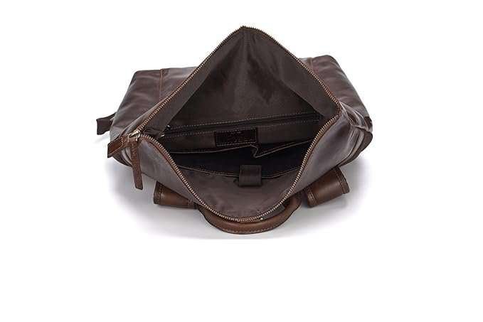 Rinezza Vintage Genuine Leather Backpack, Brown Oil Pull Up, Multiple Zippered Compartments with Laptop Pocket - Image 6