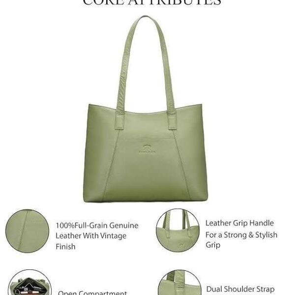 Rinezza Women's Leather Tote Bag, Sage Green, Ladies Purse
