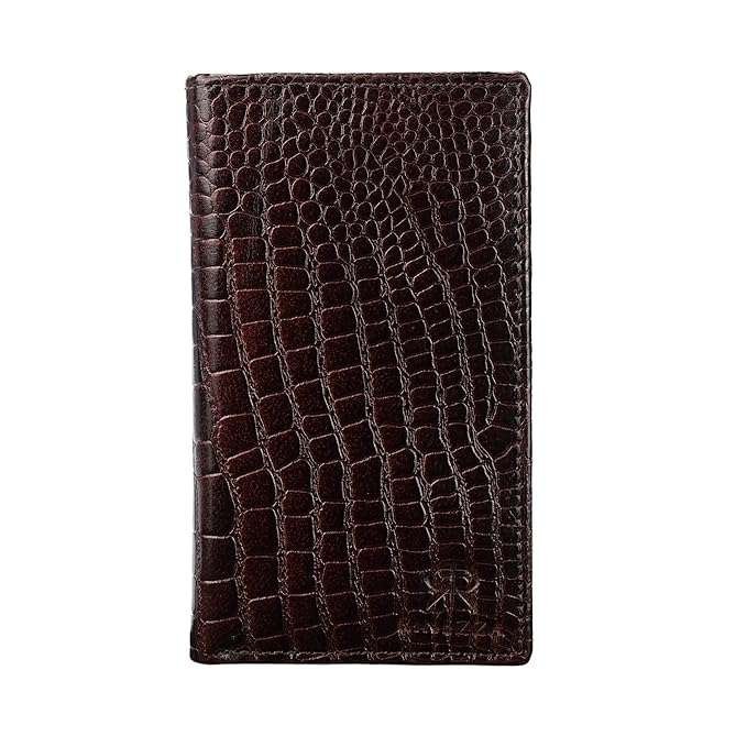Rinezza Genuine Leather Long Wallet for Men & Women | Slim Card Holder | RFID Blocking | Croco Texture | 11 Card Slots | Bi-Fold | Travel Accessories