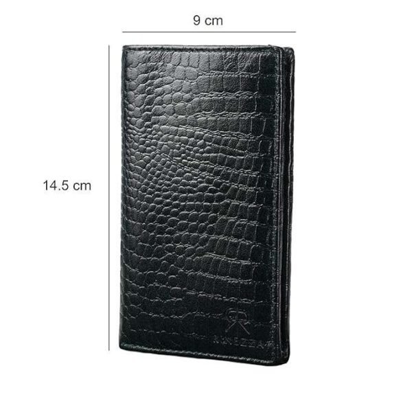 Rinezza Genuine Leather Long Wallet | Premium Crocodile-Textured Organizer for Men & Women | Card, Cash.