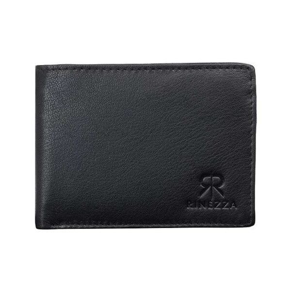 Rinezza Genuine Leather Men's Wallet, Black, Multi Card Slots with ID Window, RFID Protected