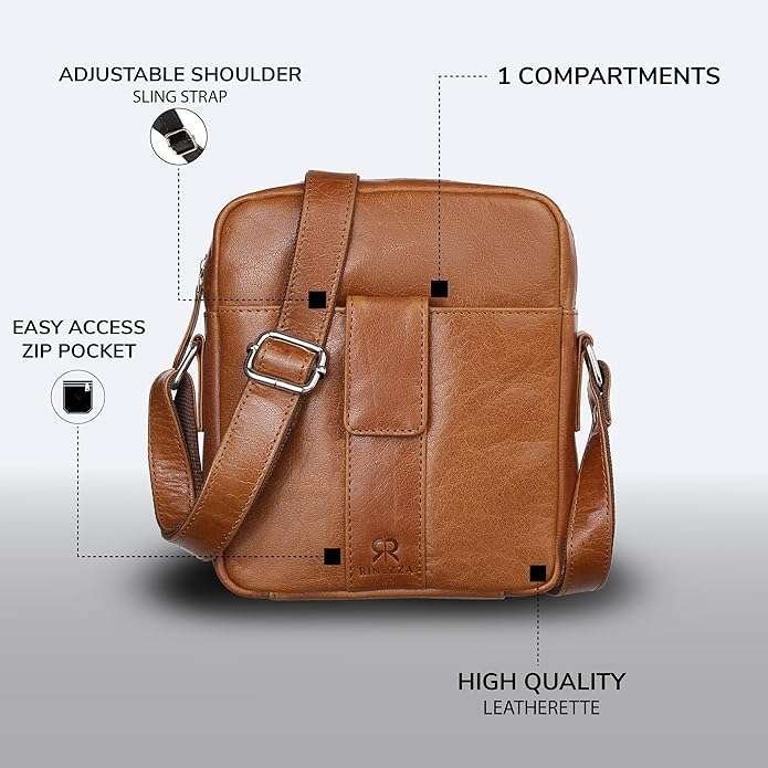 Rinezza Genuine Leather Vertical Sling Bag for Men & Women - Image 7