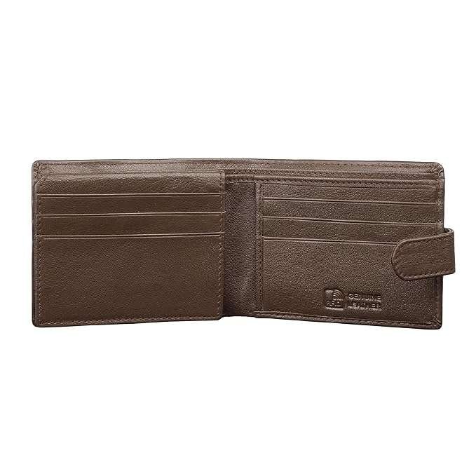 Rinezza Genuine Leather Men's Wallet with Card Slots, RFID Protected, Brown - Image 6