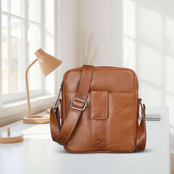 Rinezza Genuine Leather Vertical Sling Bag for Men & Women