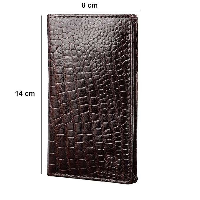 Rinezza Genuine Leather Long Wallet for Men & Women | Slim Card Holder | RFID Blocking | Croco Texture | 11 Card Slots | Bi-Fold | Travel Accessories - Image 2