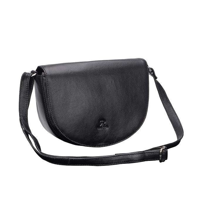 Rinezza Genuine Leather Sling Bag with Magnetic Button Adjustable Shoulder Strap,Trendy Crossbody Bag For Girls - Image 2