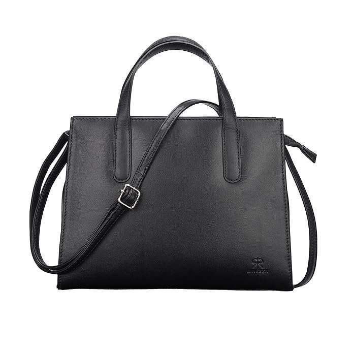 Rinezza Genuine Leather Satchel Handbag for Women, Satchel Bag for Work, Ladies Purse, Stylish Shoulder Bag, Black - Image 3