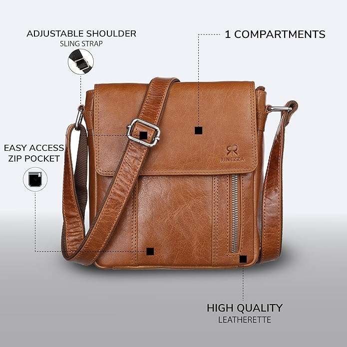 Rinezza Genuine Leather Crossbody Sling Bag for Men & Women - Image 4