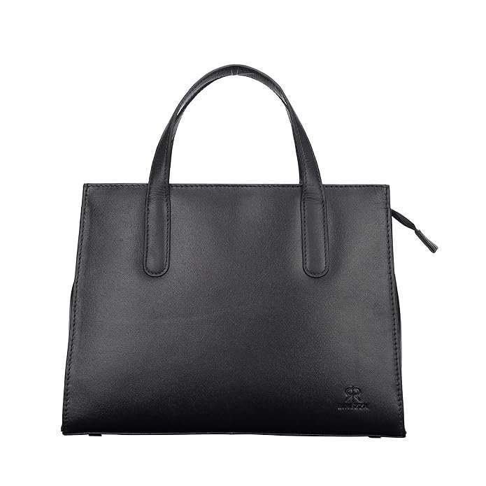 Rinezza Genuine Leather Satchel Handbag for Women, Satchel Bag for Work, Ladies Purse, Stylish Shoulder Bag, Black