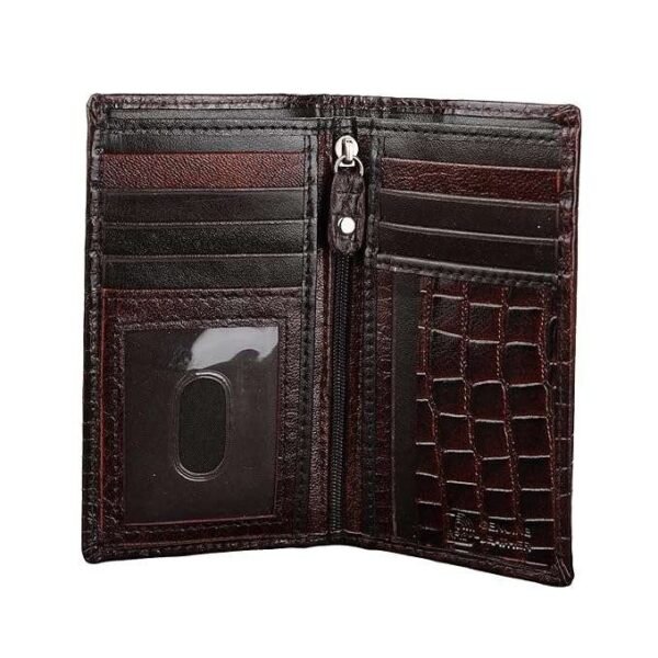 Rinezza Genuine Leather Long Wallet for Men & Women | Slim Card Holder | RFID Blocking | Croco Texture | 11 Card Slots | Bi-Fold | Travel Accessories