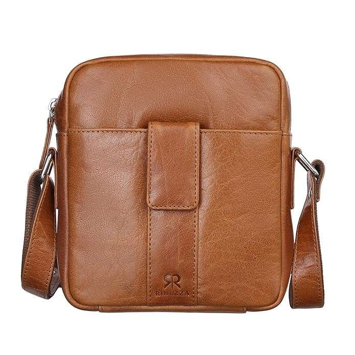 Rinezza Genuine Leather Vertical Sling Bag for Men & Women