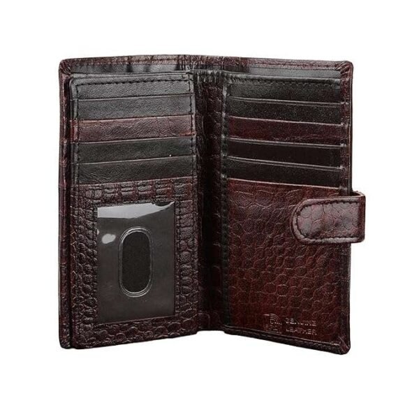 Rinezza Genuine Leather Long Wallet for Men & Women | Slim Card Holder | RFID Blocking | Croco Texture | 15 Card Slots | Button Closure | Travel Accessories