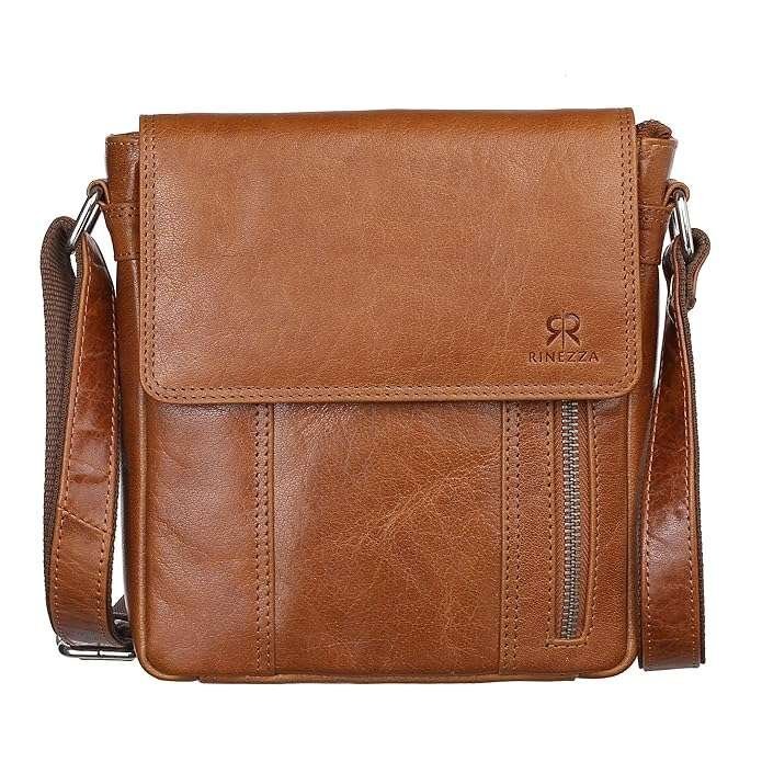 Rinezza Genuine Leather Crossbody Sling Bag for Men & Women