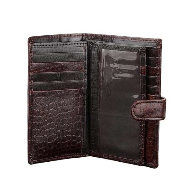 Rinezza Genuine Leather Long Wallet for Men & Women | Slim Card Holder | RFID Blocking | Croco Texture | 15 Card Slots | Button Closure | Travel Accessories