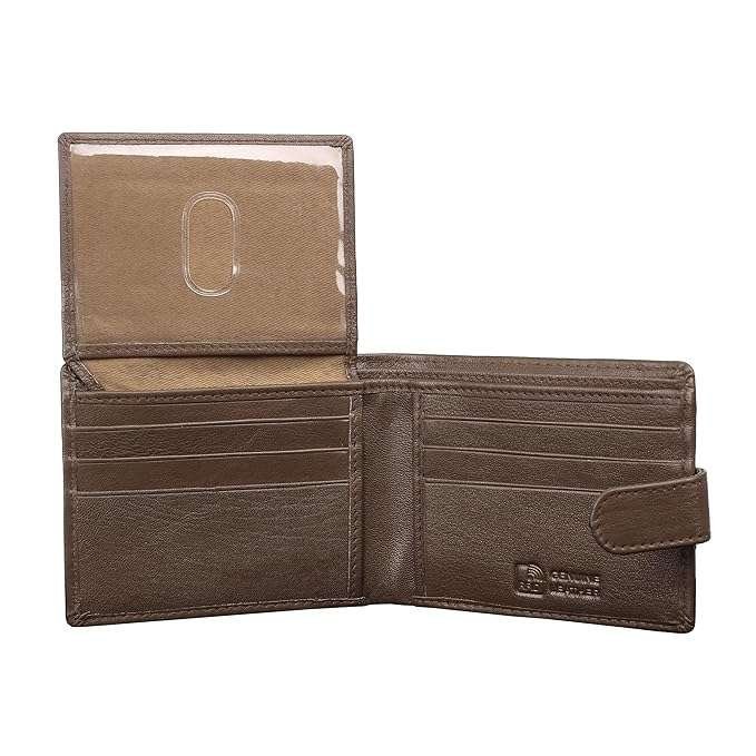 Rinezza Genuine Leather Men's Wallet with Card Slots, RFID Protected, Brown - Image 5