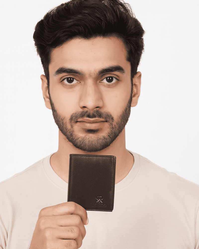 Rinezza Genuine Leather Bi-Fold Card Holder Wallet | Slim | Stylish | Available in 3 Colors