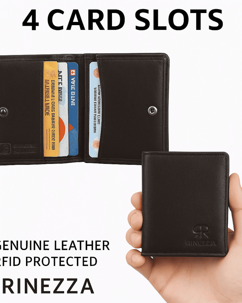 Rinezza Genuine Leather Bi-Fold Card Holder Wallet | Slim | Stylish | Available in 3 Colors