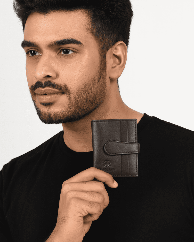 Rinezza Genuine Leather Card Case Wallet | 12 Card Slots with Cash Compartment | Slim Loop Design