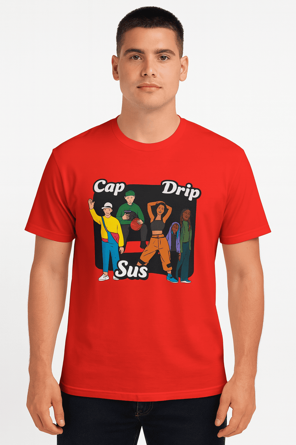 Funtee Bold Cap Drip Sus Graphic Printed Imported T-Shirt – Casual Cool Unisex Wear - Image 2