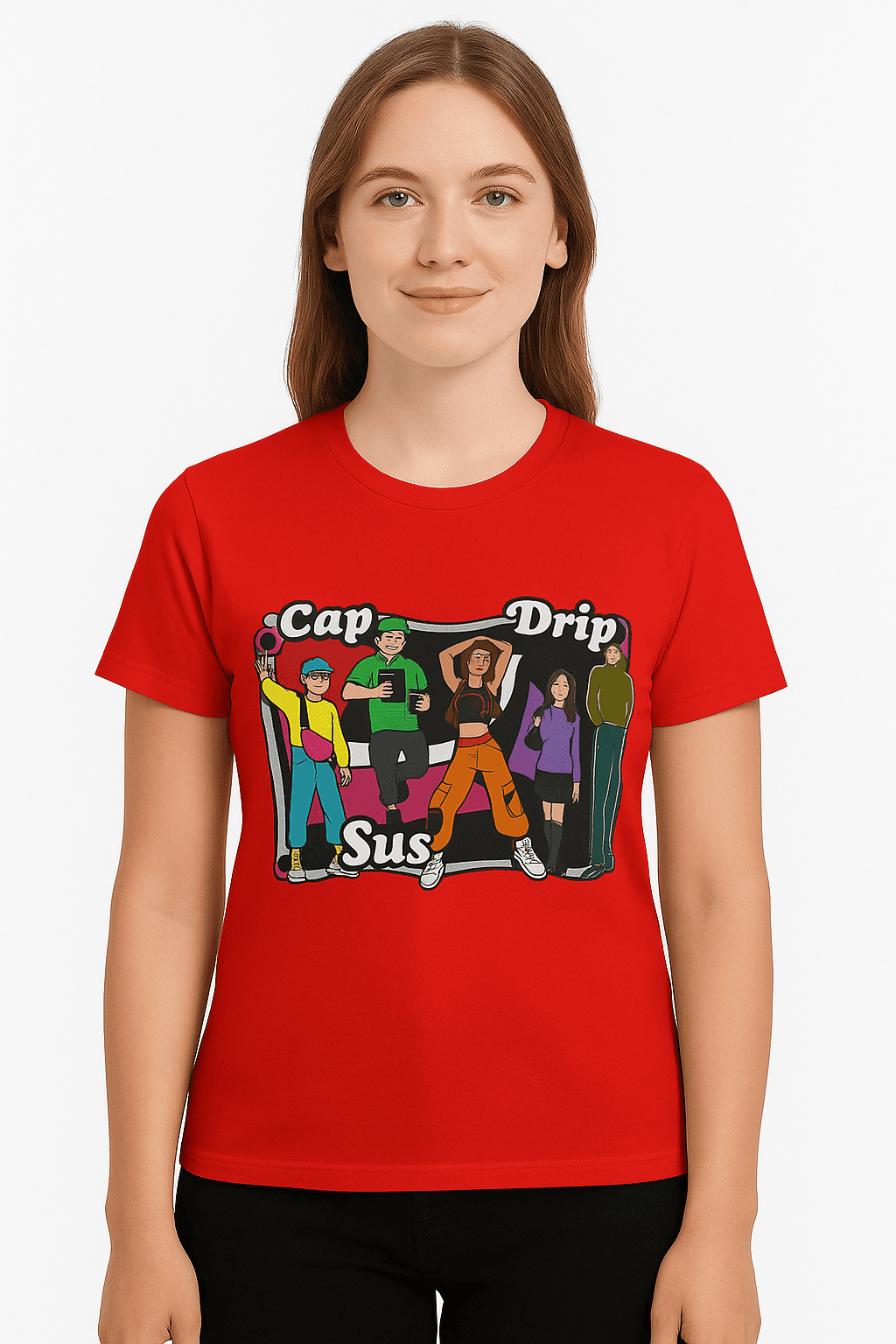 Funtee Bold Cap Drip Sus Graphic Printed Imported T-Shirt – Casual Cool Unisex Wear - Image 3