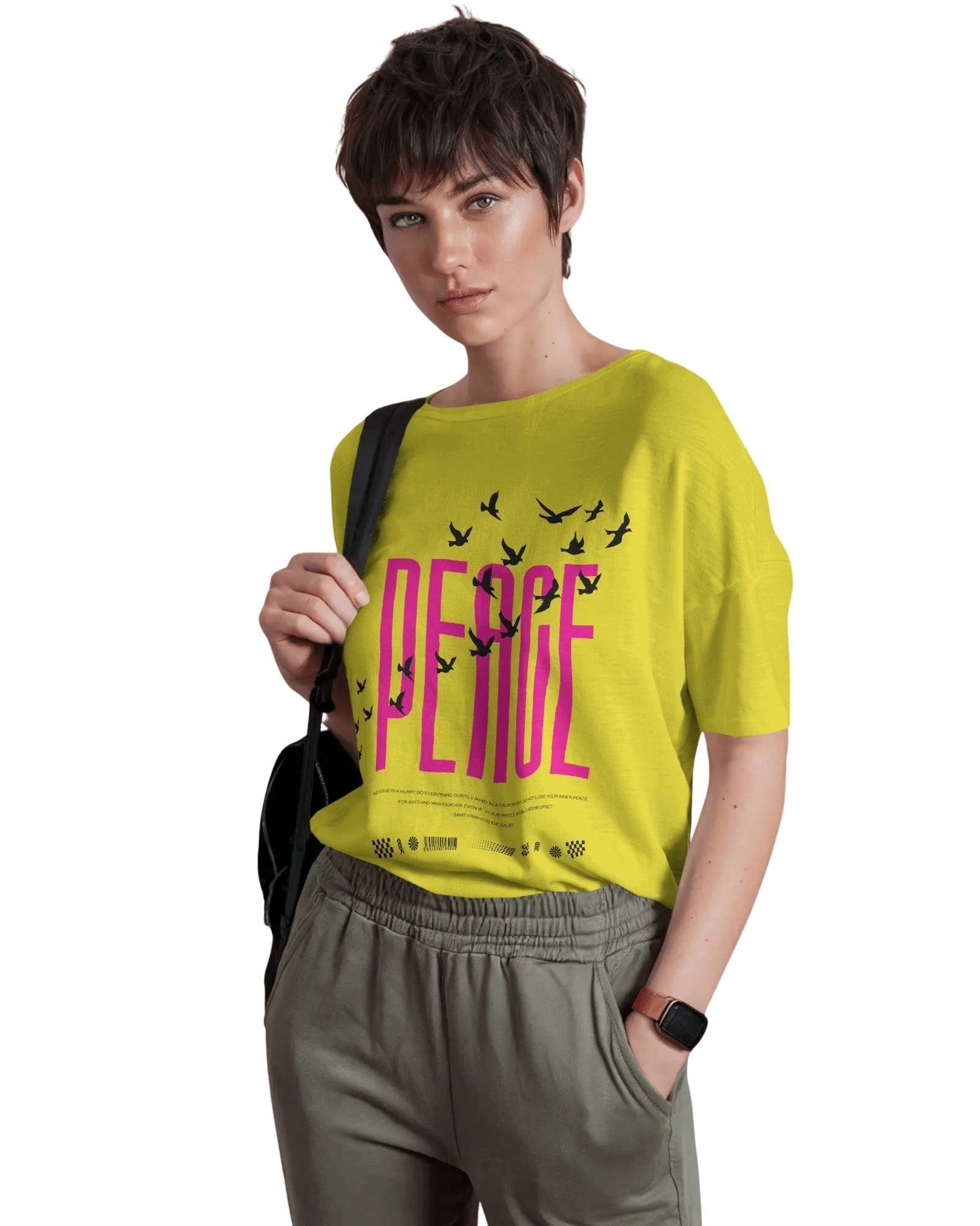 Funtee Peace Graphic Unisex Imported T-Shirt
